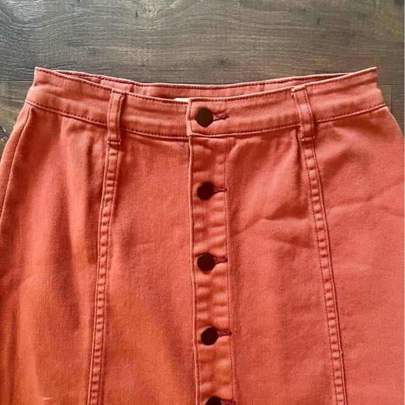 Billabong Women Burnt Orange High Waisted Button Up Mini Skirt Size 28 - Picture 4 of 4